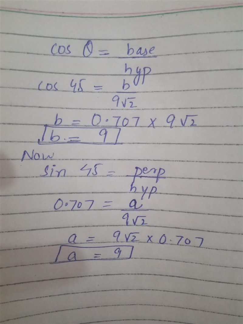 Find the missing lengths of the sides. d Proof ons 45° 9V2 in. riangles:-example-1