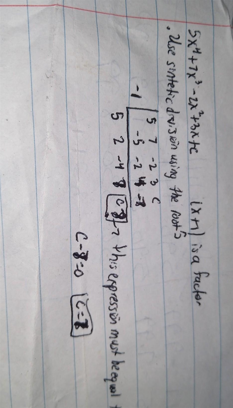 Find the value of c so that (x + 1) is a factor of the polynomial p(x). p(x) = 5x-example-1