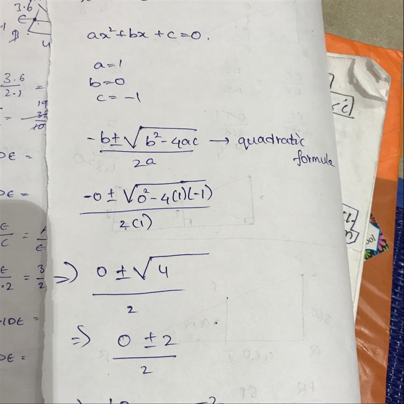 Solve x^2-1=0 using quadratic formula-example-1