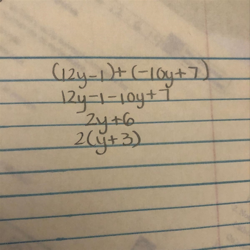 Find (12y-1)+(-10y+7)-example-1