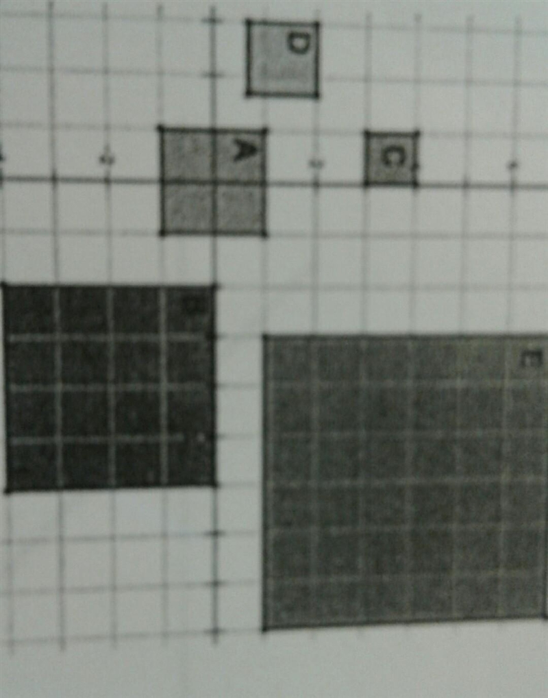 Various dilations of square A are shown. Which square was obtained by dilating square-example-1