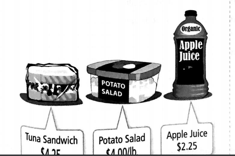 6. Charlie can spend up to $8 on lunch. He wants to buy a tuna sandwich, a bottle-example-1