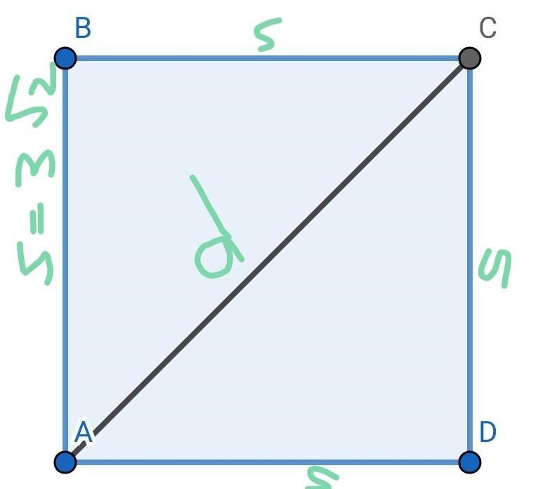 Find the diagonal of a square whose sides are of the given measure. Given = 3sqrt-example-1