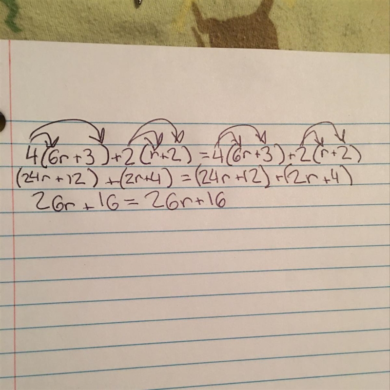 Simplify to create an equivalent expression. 4(6r+3)+2(r+2) =4(6r+3)+2(r+2)=-example-1