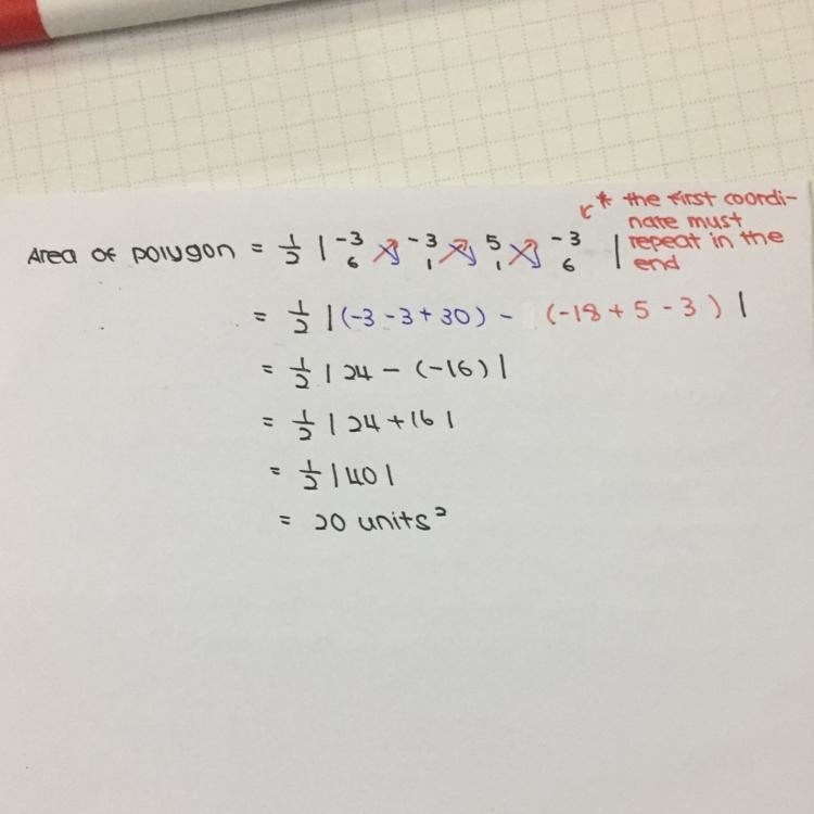 Find the area of the polygon XYZ that has its vertices at X(–3, 6), Y(–3, 1), and-example-1