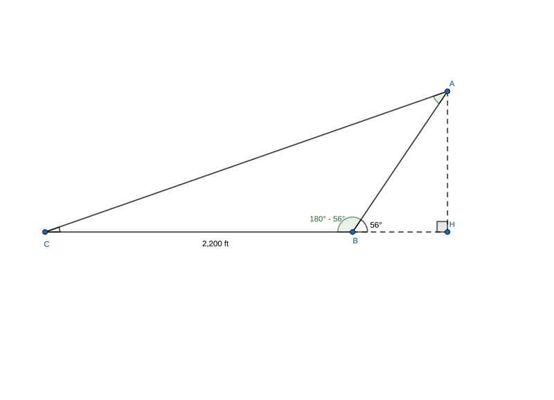 A person standing at point C measures the angle of elevation to a point, A, at the-example-1