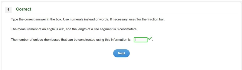 What number of unique rhombuses can be constructed if the measurement of an angle-example-1