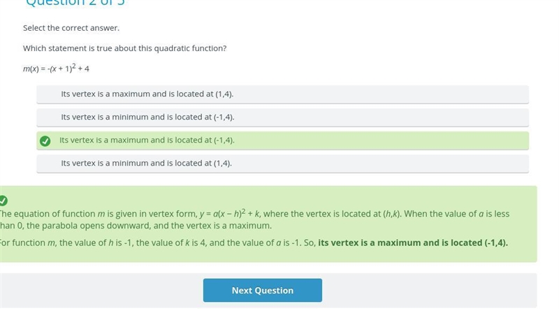 Identify the vertex of the quadratic function f(x)=-3(x-1)(x-1)+4, and determine whether-example-1