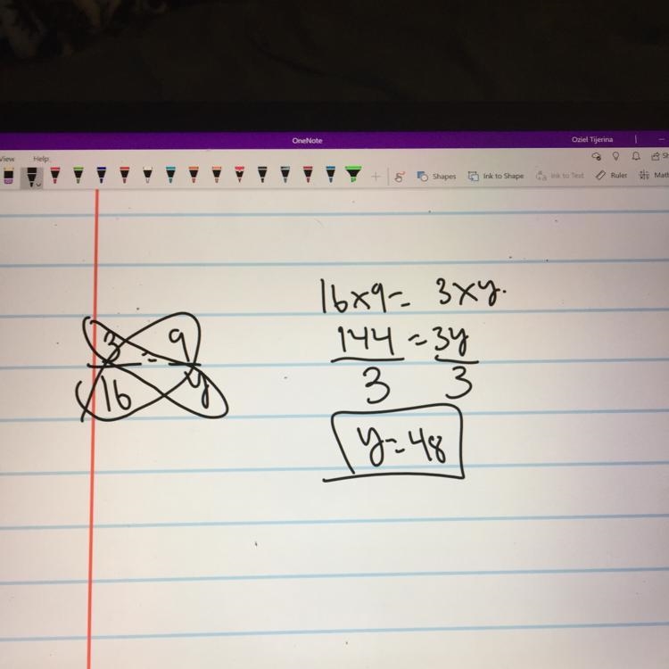 What is the solution of proportion 3/16 = 9/y-example-1