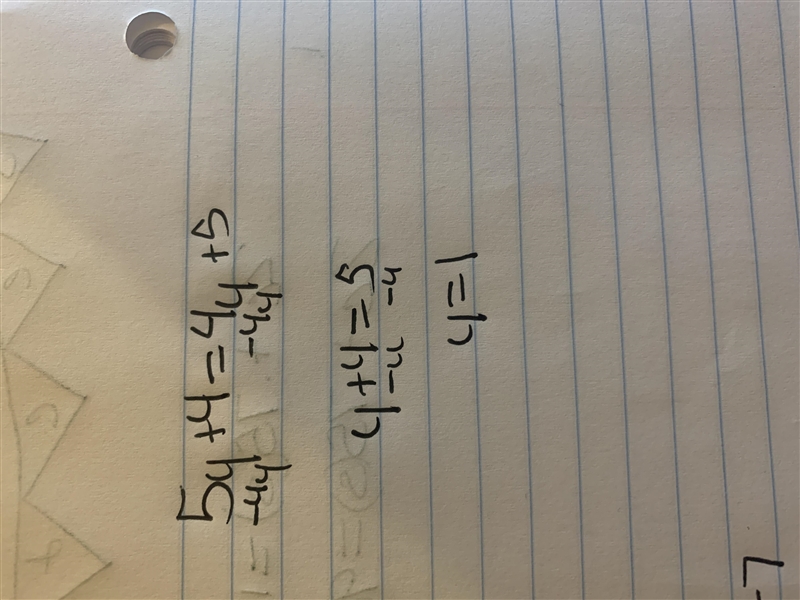 5y + 4 = 4y +5 Halp plz-example-1