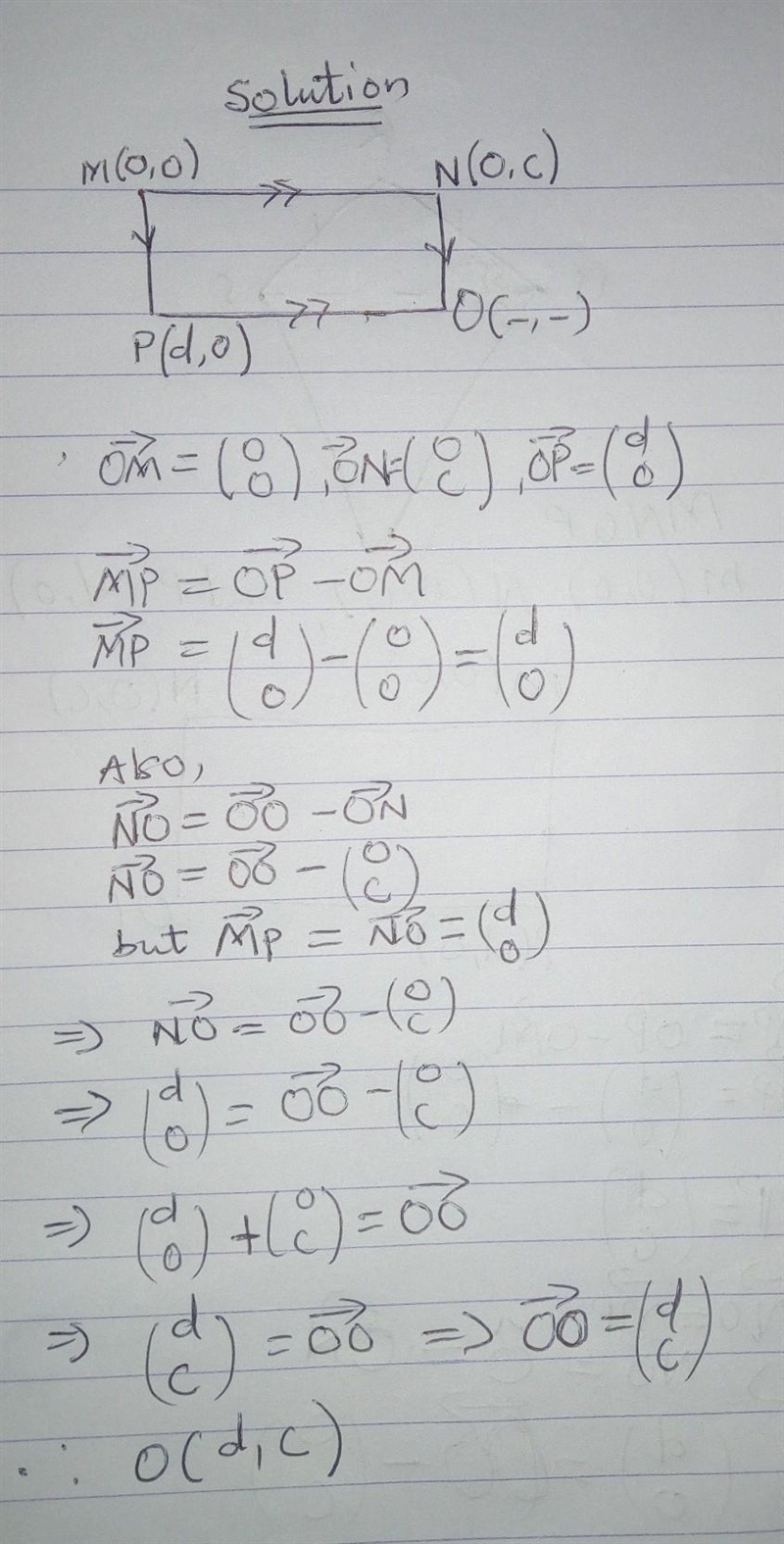 In the coordinate plane, three vertices of rectangle MNOP are M(0, 0), N(0, c), and-example-1