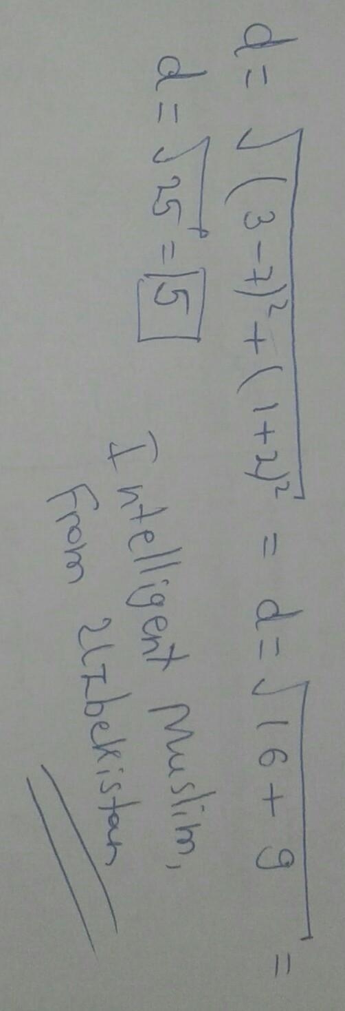 Use the distance formula to answer the question: what is the distance between (7,-2) and-example-1