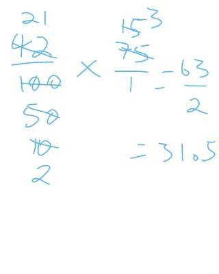 What is 42% of 75? A. 315 B. 105 C. 31.5 D. 10.5-example-1