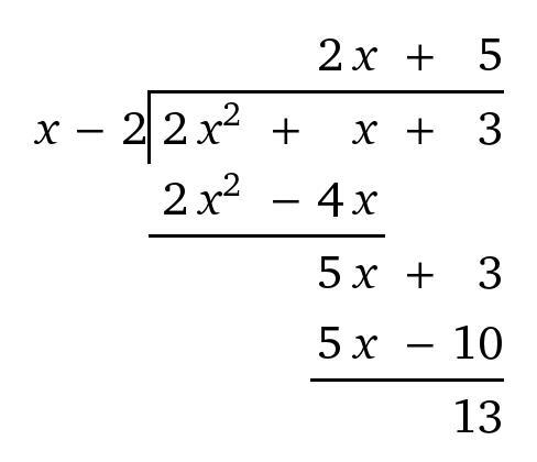 (2x^2+x+3)/(x-2)with remainder-example-1