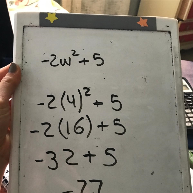 Evaluate-2w^2 +5 for w=4-example-1