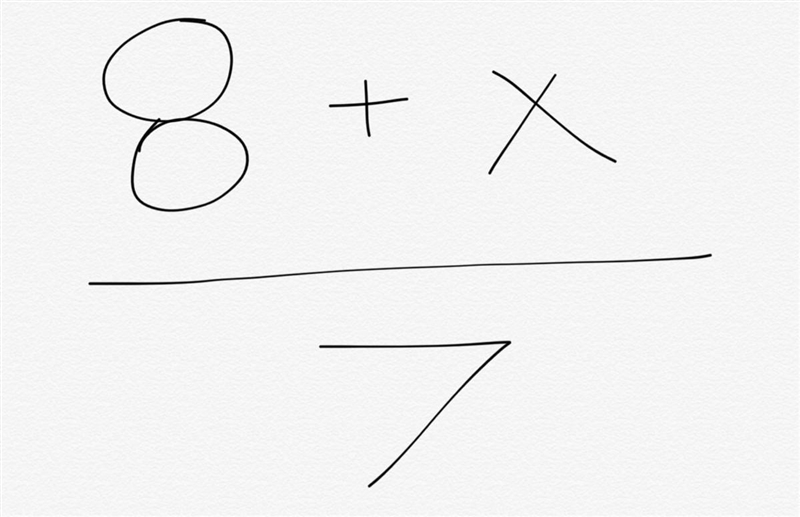 What algebraic expression shows the sum of 8 and x divided by 7-example-1