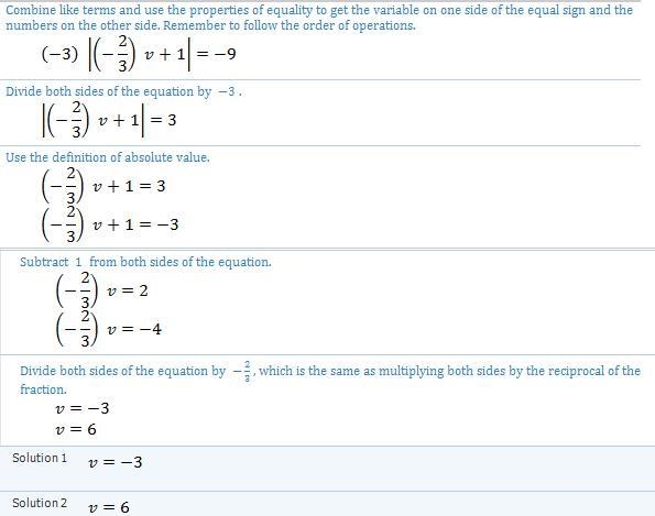 Solve: −3 |1−2/3v| = −9-example-1