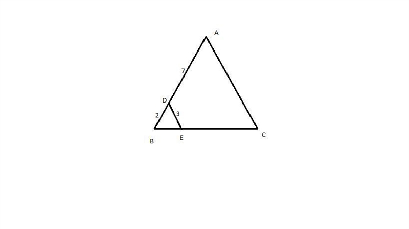 In AABC, point D is on AB, and point E is on BC such that DE || AC. If DB = 2, DA-example-1