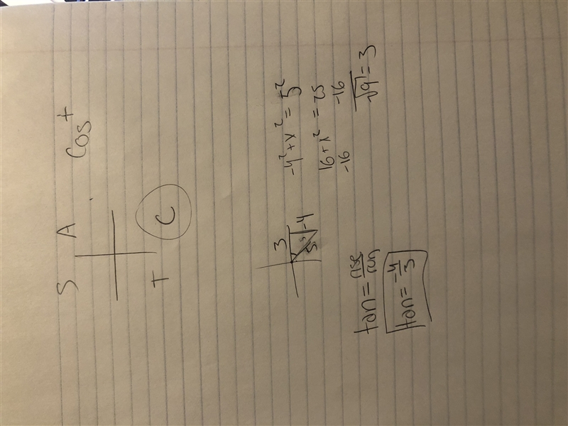 Find tan 0, given that sin 0=-4/5 and cos 0>0 A -5/3 B -4/3 C 3/5 D 5/4-example-1