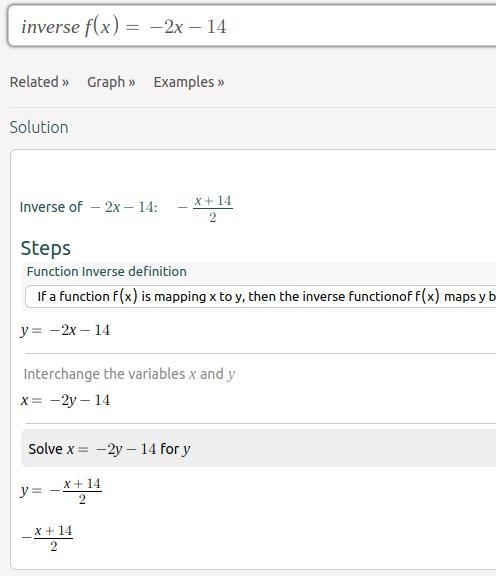 If f (x)=-2x–14, then f-1(x)=​-example-1