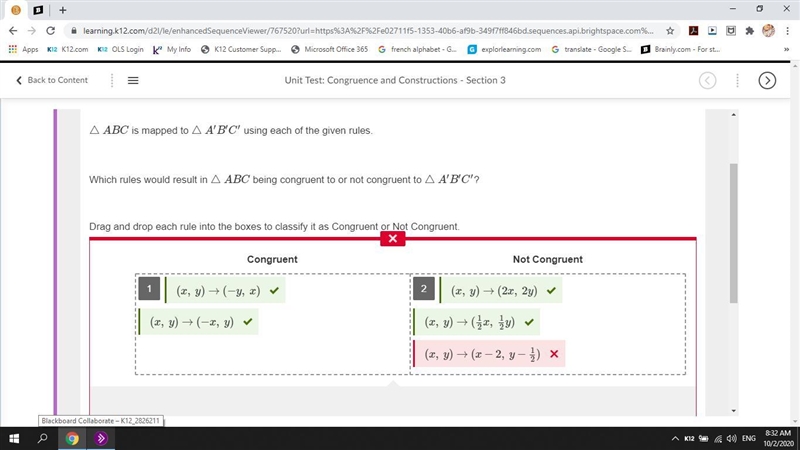 △ABC is mapped to △A′B′C′ using each of the given rules. Which rules would result-example-1