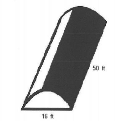 the diagram show a closed structure in the shape of a half cylinder. the diameter-example-1