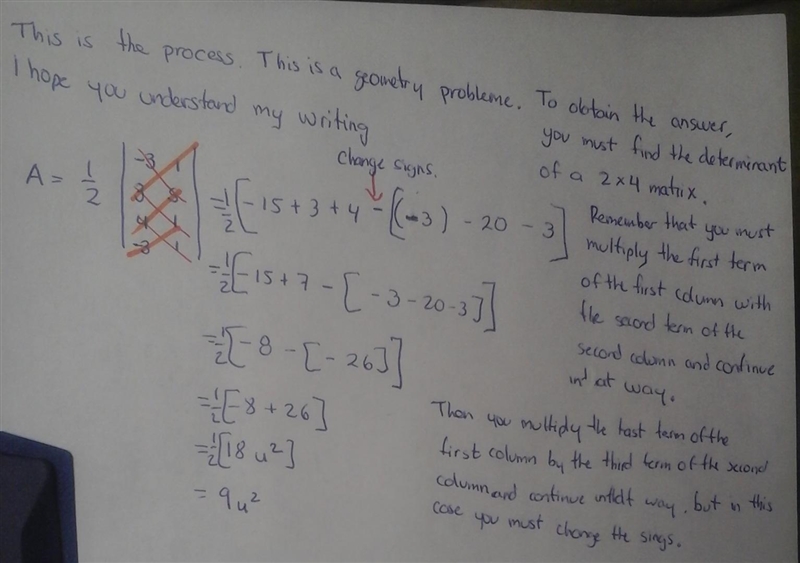 What is the area (in square units) of the triangle formed by the points (-3,1), (3,5), and-example-1