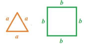 The side of a triangle with 3 equal sides is 3 inches shorter than the side of a square-example-1