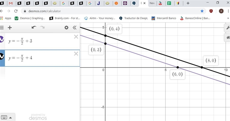 Graph these equations: x+2y=6, y=-1/2x+4 How many solutions does the system of equations-example-1