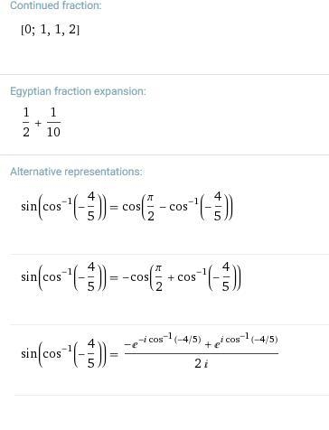 Evaluate sin(arccos(-4/ evaluate \: sin(arccos( - \frac{4}{ \sqrt{25)) ​-example-2