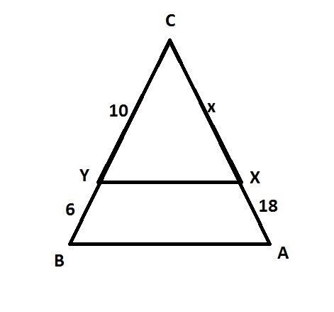 Given: ABC is similar to XYC. If BY = 6, YC = 10, AX = 18, then XC = 10.8 5 30 48 I-example-1