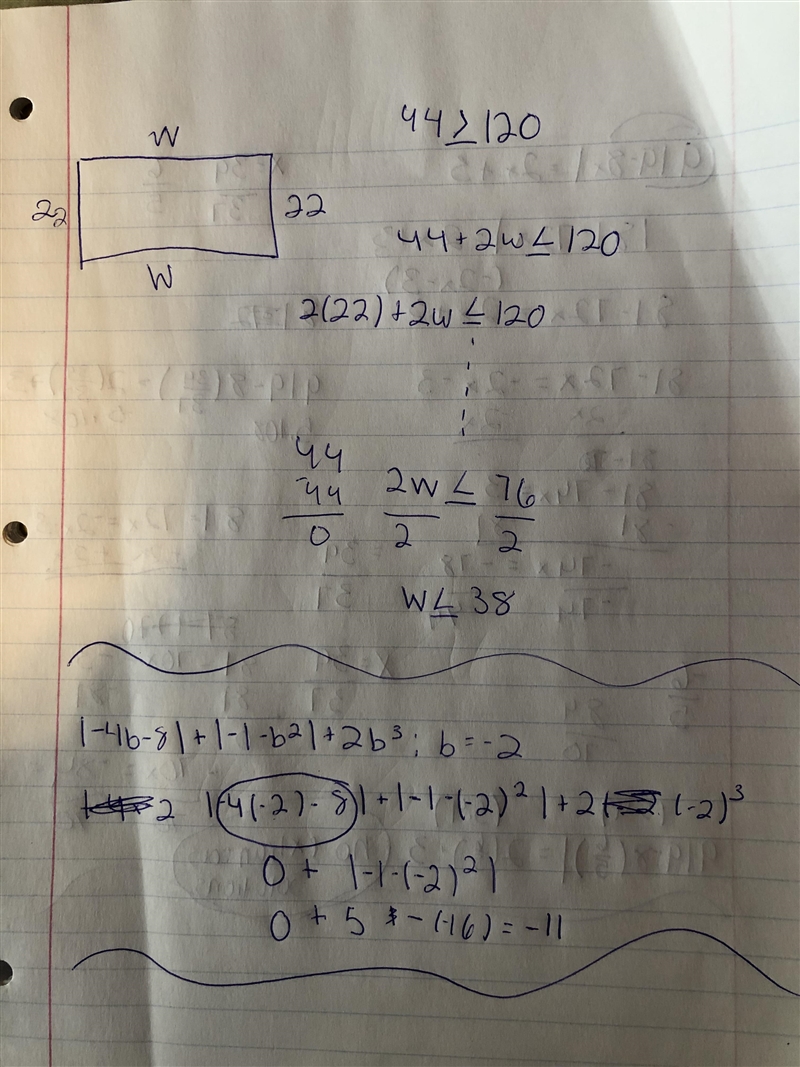 PLEASE HELP, QUICKLY!!! | -4b -8 | + | -1 - b^2 | + 2b^3 ; b= -2 I have tried many-example-1