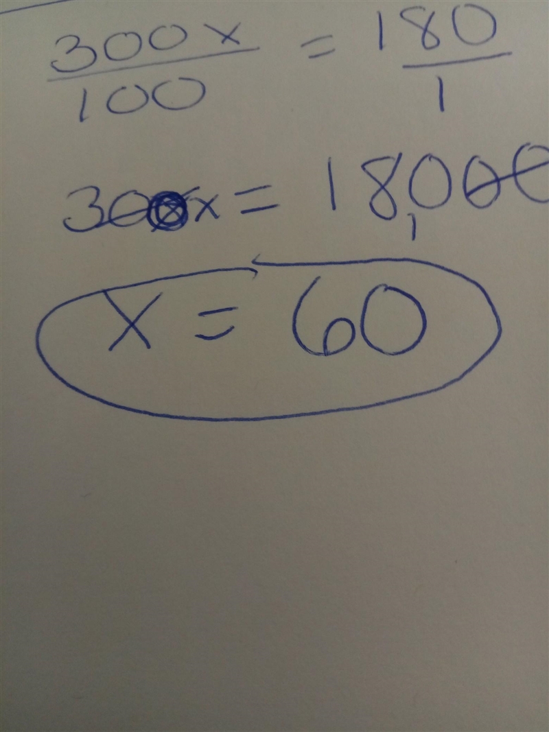 When you write an equation for a problem such as 300% of what number is 180-example-1