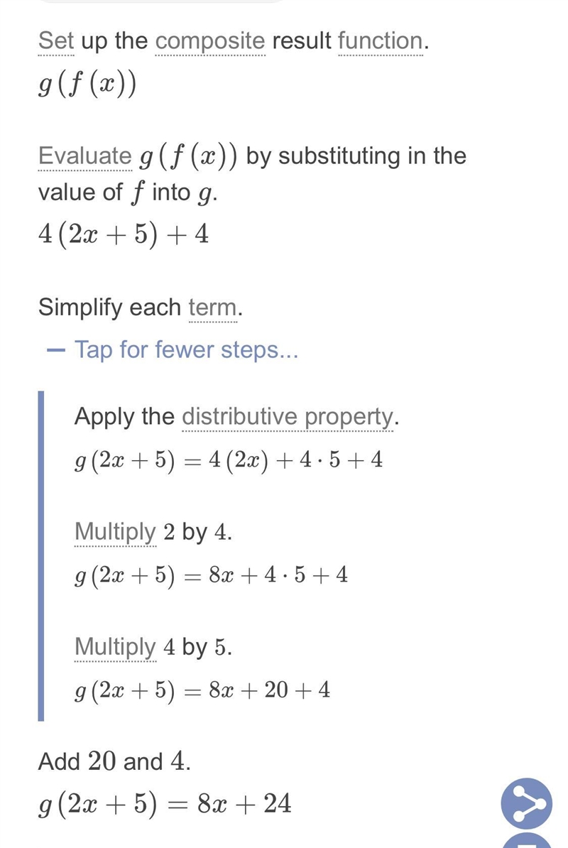 G(x) = 4x + 4 f(x) = 2x + 5 Find (gºf)(x)​-example-1