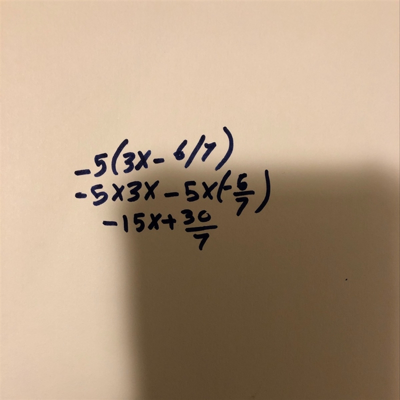 Which expression is equivalent to -5(3x - 6/7)-example-1