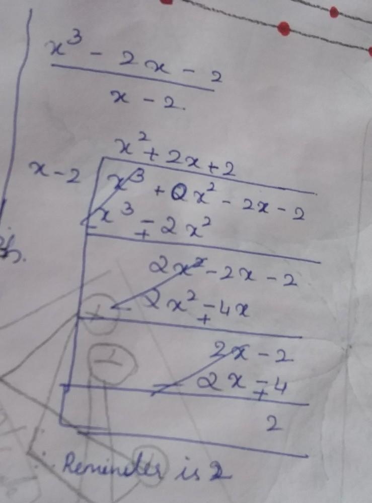 Find the remainder when x^3-2x-2 is divided by (x-2)-example-1