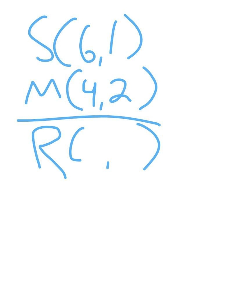 M(4, 2) is the midpoint of RS. The coordinates of S are (6, 1). What are the coordinates-example-1