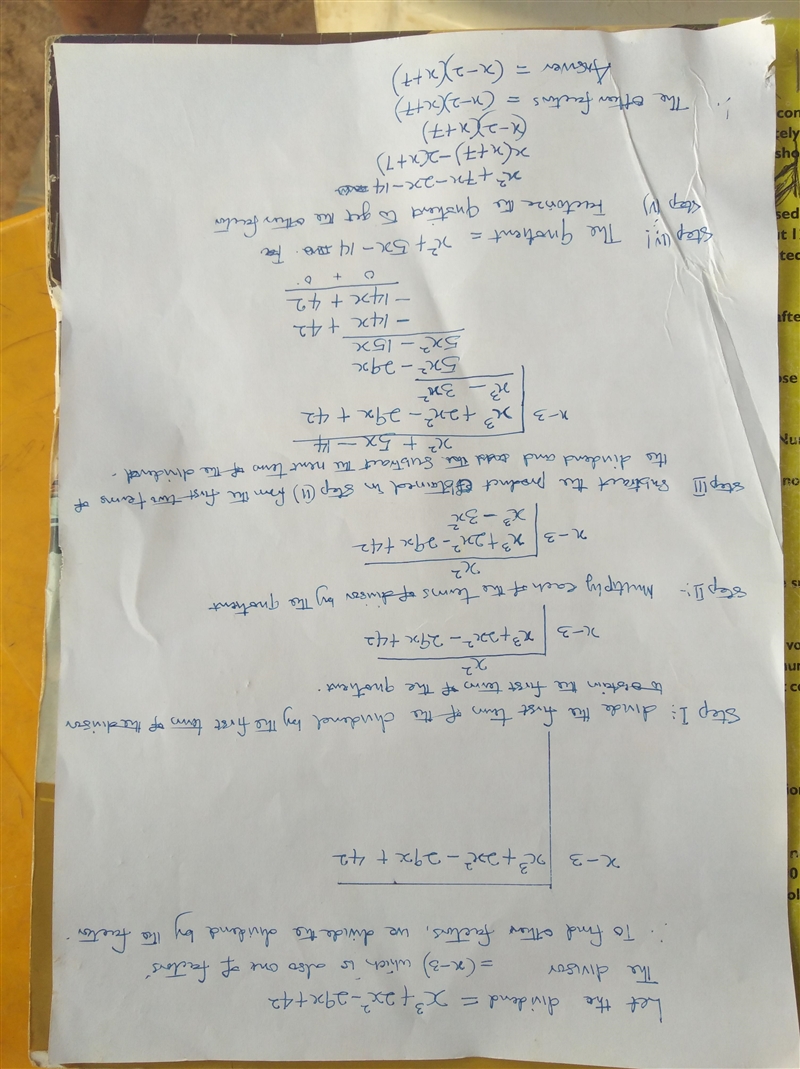 Given that (x - 3) is a facalltor of x3 + 2x2 - 29x + 42, find other FACTORS. Show-example-1