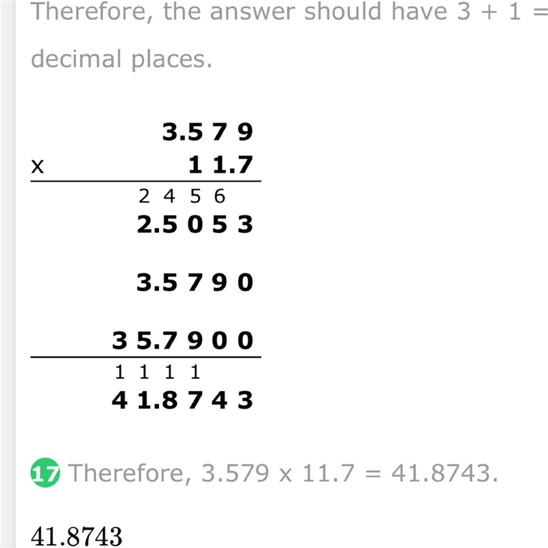 Show work-each step! 3.579×11.7=?-example-1