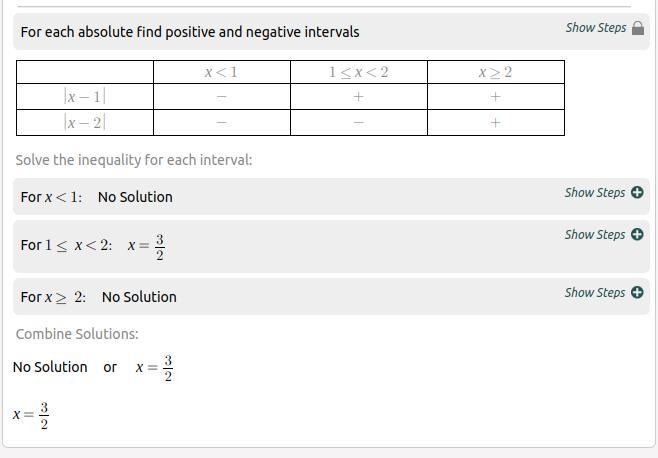 How to solve |x-1|=|x-2| geometrically? ​-example-1