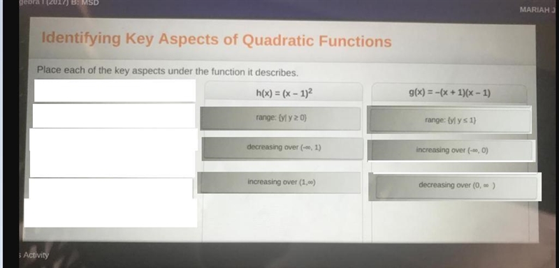 Place each of the key aspects under the function it describes-example-2