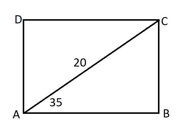 In rectangle abcd, diagonal ac, which is 20 inches in length-example-2