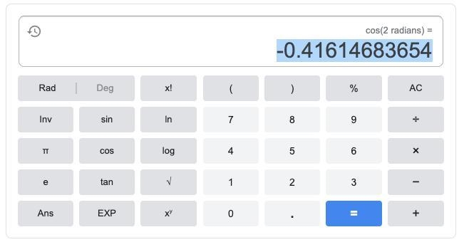 What is the cos of 2-example-1