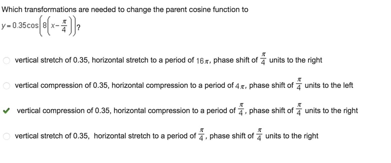 Which transformations are needed to change the parent cosine function to y = 0.35cos-example-1