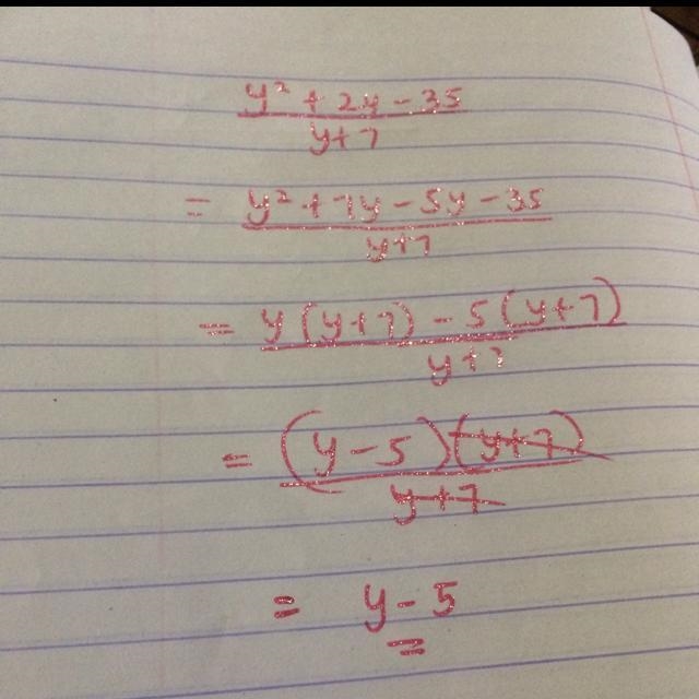 What is y squared + 2 y - 35 / y + 7​-example-1