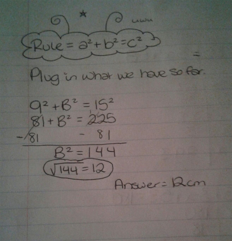 Given a right triangle with the length of one leg equal to 9 centimeters and the length-example-1