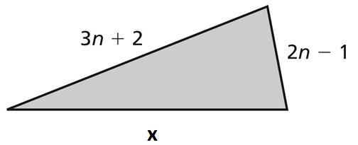 The expression 9n + 1 represents the perimeter (in meters) of the triangle. Write-example-1