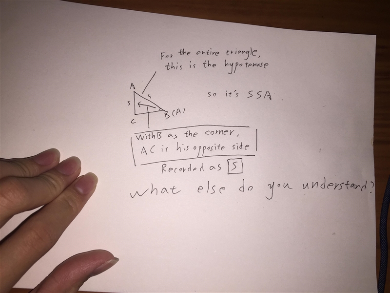 explain why you need to look out for SSA when using the law of sines to find an angle-example-1