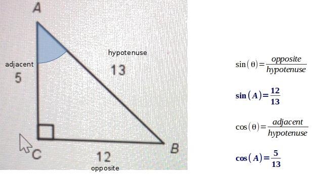 What are the ratios for sin a and cos a?-example-1