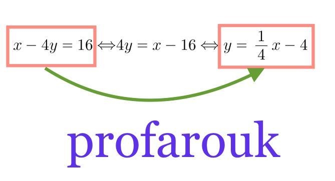 Write the equation x - 4y = 16 in slope-intercept form.​-example-1